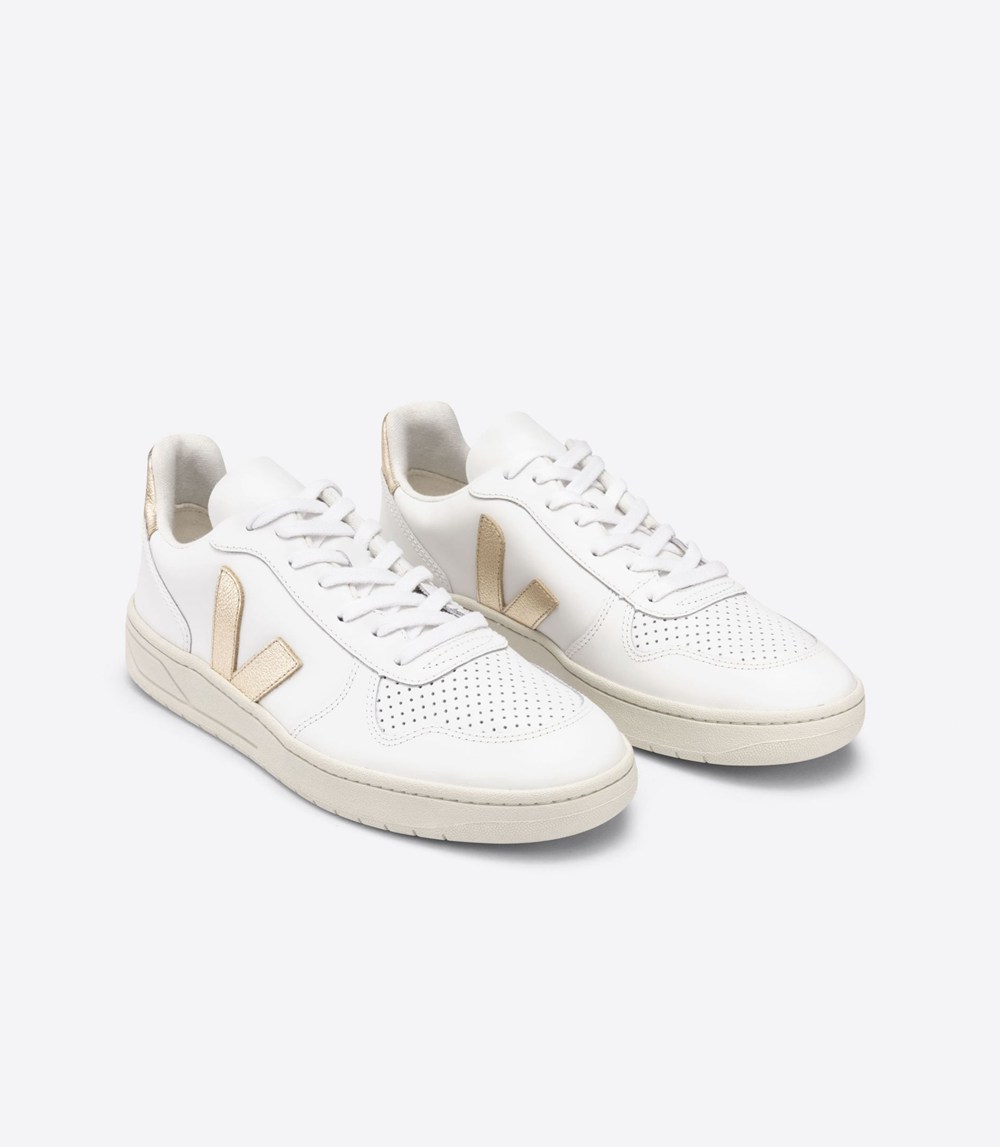 Veja Trainers Womens White - V-10 Leather - SROH-06847